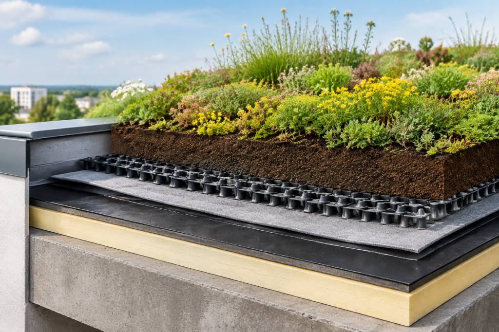 Toit végétalisé : schéma des couches, de la structure à la plantation